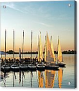 People Relaxing At Yacht Harbor At Acrylic Print