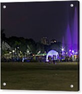 People Watching Musical Dancing Fountain At Rizal Park Acrylic Print
