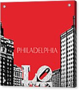 Philadelphia Skyline Love Park - Red Acrylic Print