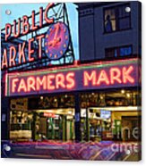 Pike Place Market At Dusk - Seattle Washington Acrylic Print