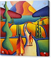Pilgrimage To The Sacred Mountain With 3 Figures Acrylic Print