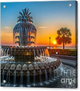 Charleston Pineapple Sunrise Acrylic Print