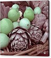 Pink Artichokes With Green Lemons And Oranges Acrylic Print