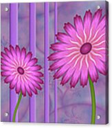 Pink Fantasy Flowers On Purple Background Acrylic Print