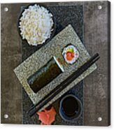 Plate Of Sushi With Rice And Pickled Acrylic Print