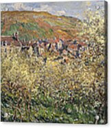 Plum Trees In Blossom At Vetheuil Acrylic Print