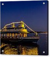 Point Ruston Visitor Center Ship At Night Acrylic Print