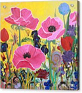 Poppies And Time Traveler Acrylic Print