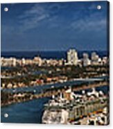 Port Of Miami Panoramic Acrylic Print