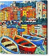 Portovenere Harbor - Italy - Ligurian Riviera - Colorful Boats And Reflections Acrylic Print