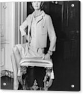 Portrait Of Gloria Vanderbilt Sitting On A Stool Acrylic Print