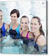 Portrait Of Smiling Women In Swimming Pool Acrylic Print