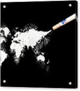 Powder Drug Like Cocaine In The Shape Of The World Acrylic Print