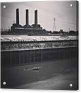 Power Plant And Barge. Acrylic Print