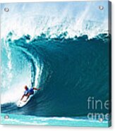 Pro Surfer Kelly Slater Surfing In The Pipeline Masters Contest Acrylic Print