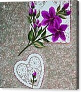 Purple Day Lilies And Doilies Acrylic Print