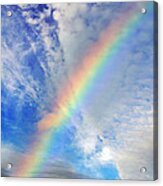 Rainbow In A Cloud Filled Sky Acrylic Print