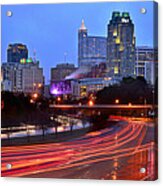 Raleigh Skyline At Dusk Evening Color Evening Panorama North Carolina Nc Acrylic Print
