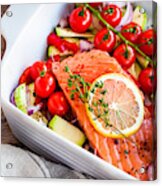 Raw Fresh Delicious Salmon And Vegetables Acrylic Print
