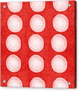 Red And White Shibori Circles Acrylic Print