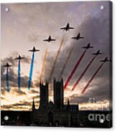 Red Arrows Over Lincoln Cathedral Acrylic Print