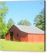 Red Barn In The Sun Acrylic Print