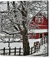 Red Barn In Winter Hdrob4761-13 Acrylic Print