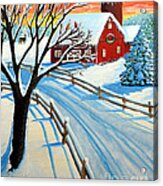 Red Barn In Winter Acrylic Print