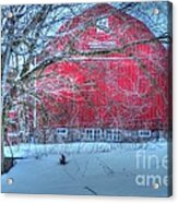 Red Barn In Winter Acrylic Print