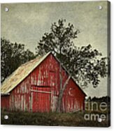 Red Barn With A Tree Acrylic Print