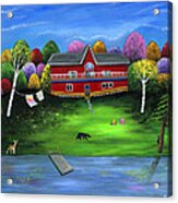 Red Bear Cottage Acrylic Print