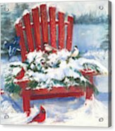 Red Chair In Winter Acrylic Print