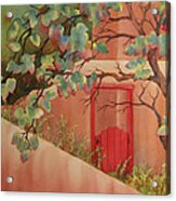 Red Door In Adobe Wall Acrylic Print