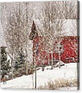 Red House In A Snowstorm Acrylic Print