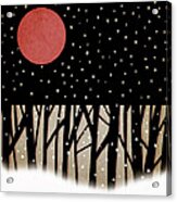 Red Moon And Snow Acrylic Print