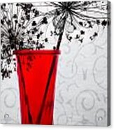 Red Vase With Dried Flowers Acrylic Print