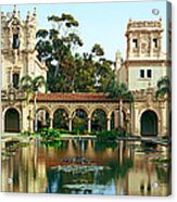 Reflecting Pool In Front Of A Building Acrylic Print