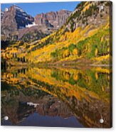 Reflection Of Maroon Bells During Autumn Acrylic Print
