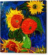 Replica Of Vincent's Still Life Vase With 5 Sunflowers Acrylic Print