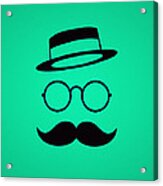 Retro Minimal Vintage Face With Moustache And Glasses Acrylic Print