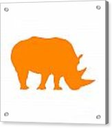 Rhino In Orange And White Acrylic Print