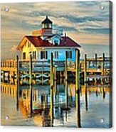 Roanoke Marsh Lighthouse Dawn Acrylic Print