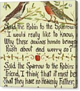 Robin And Sparrow Acrylic Print