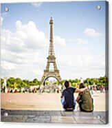 Romantic Love In Paris, Eiffel Tower Acrylic Print