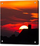 Rooftop Sunset Silhouette Acrylic Print