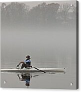 Rowing Into Morning Fog Acrylic Print
