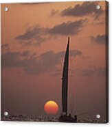 Sailboat Adrift At Sunset Sri Lanka Acrylic Print