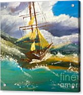 Sailing Ship In A Storm Acrylic Print