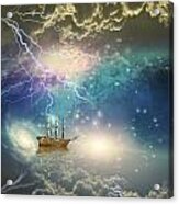Sailing Ship Sails Through The Stars Acrylic Print