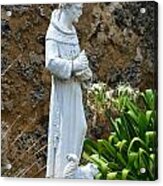 Saint Francis Of Assisi Statue At Mission San Jose In San Antonio Missions National Historical Park Acrylic Print
